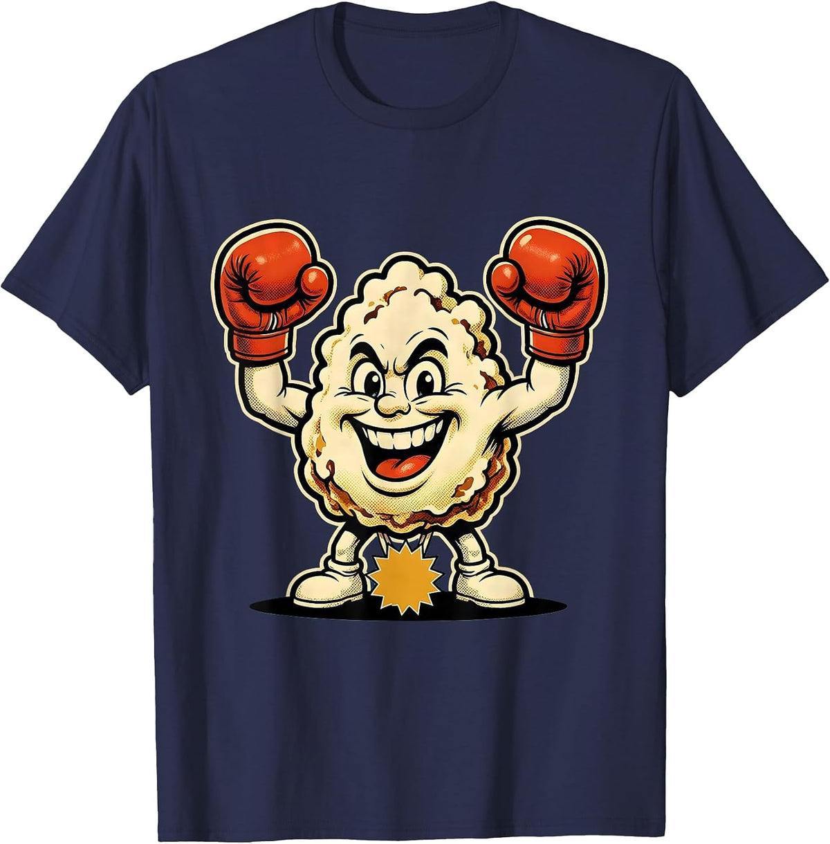 Popcorn Boxer Funny Fighting Kernel Graphic T-Shirt - Navy Blue