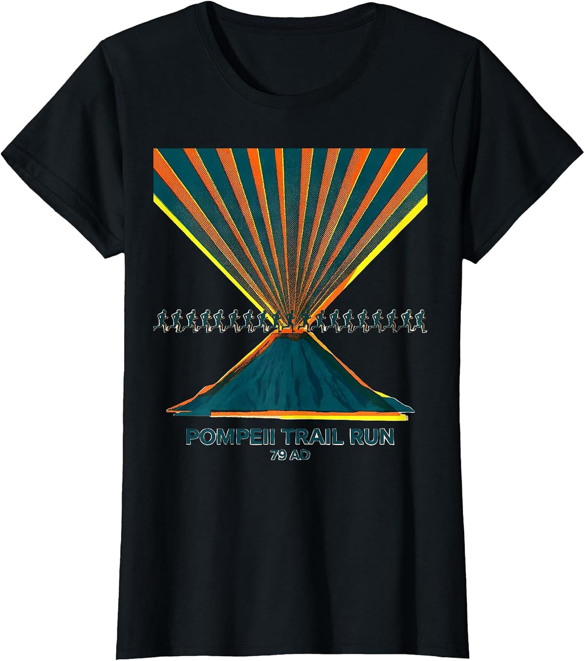 Pompeii Trail Run 79 AD Funny Volcano History Geography T-Shirt - Black