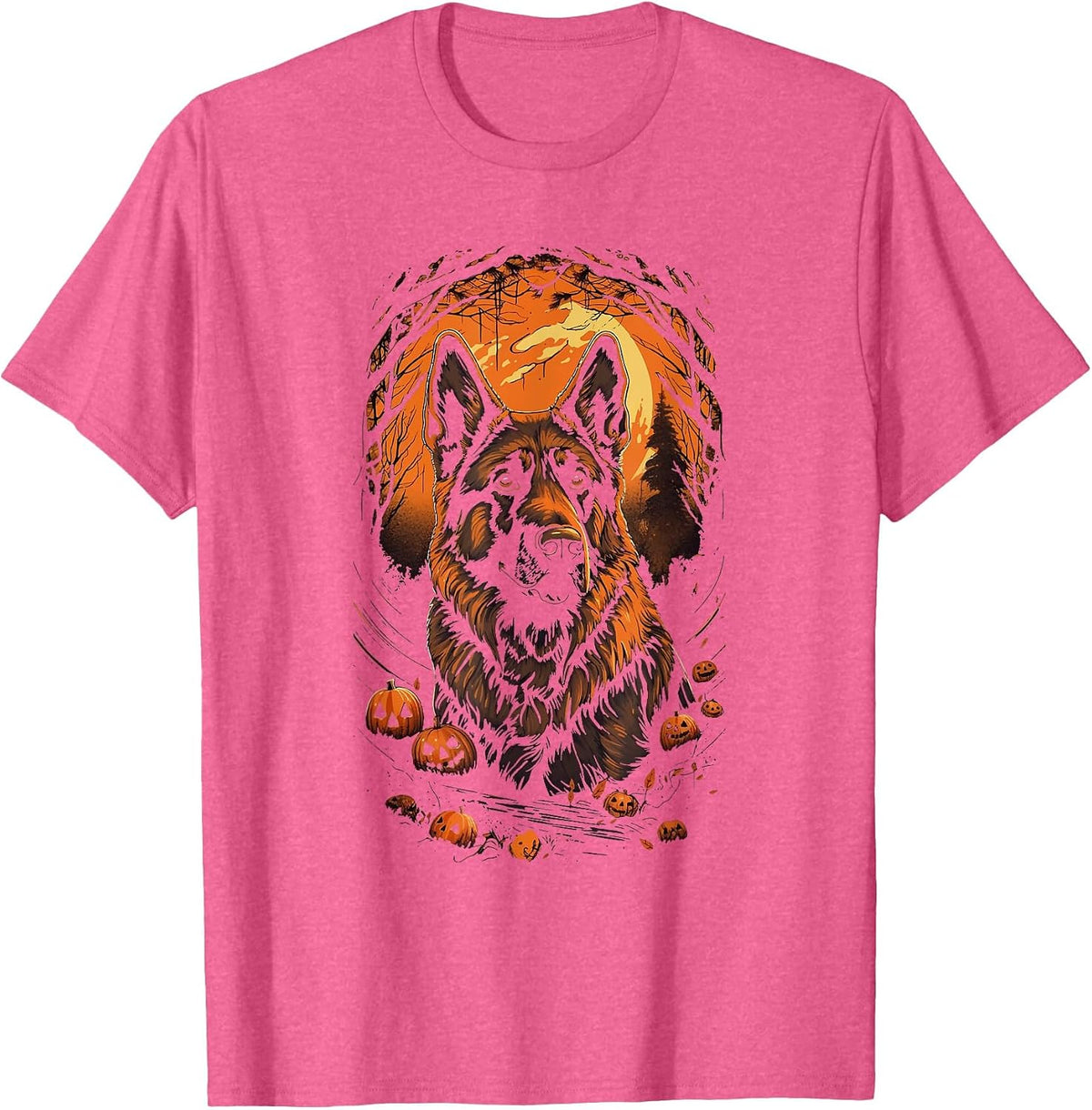 German Shepherd Halloween T-Shirt - Pink Heather