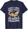 Just A Boy Who Loves Bearded Dragons Reptile T-Shirt - Navy Blue