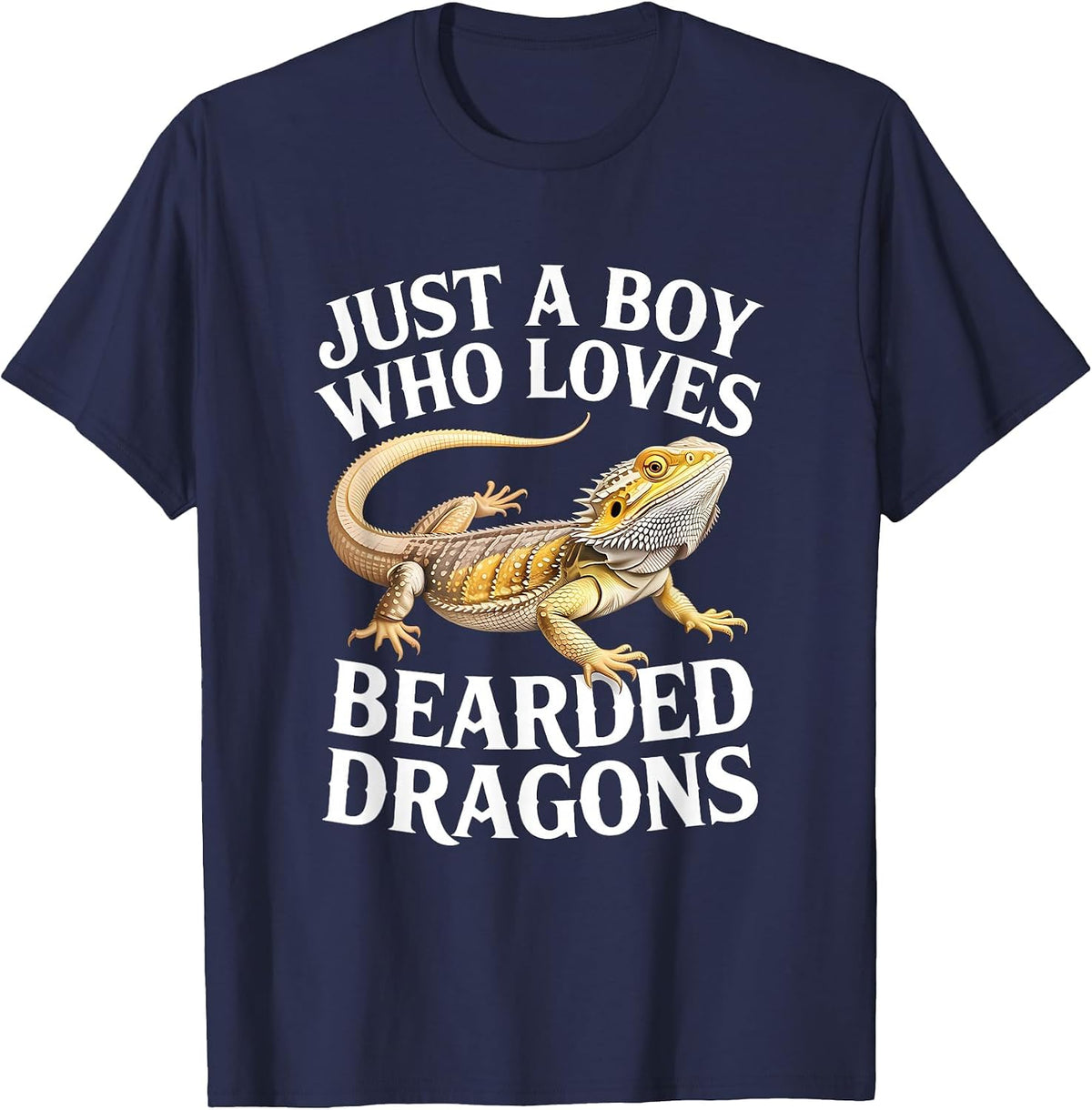Just A Boy Who Loves Bearded Dragons Reptile T-Shirt - Navy Blue