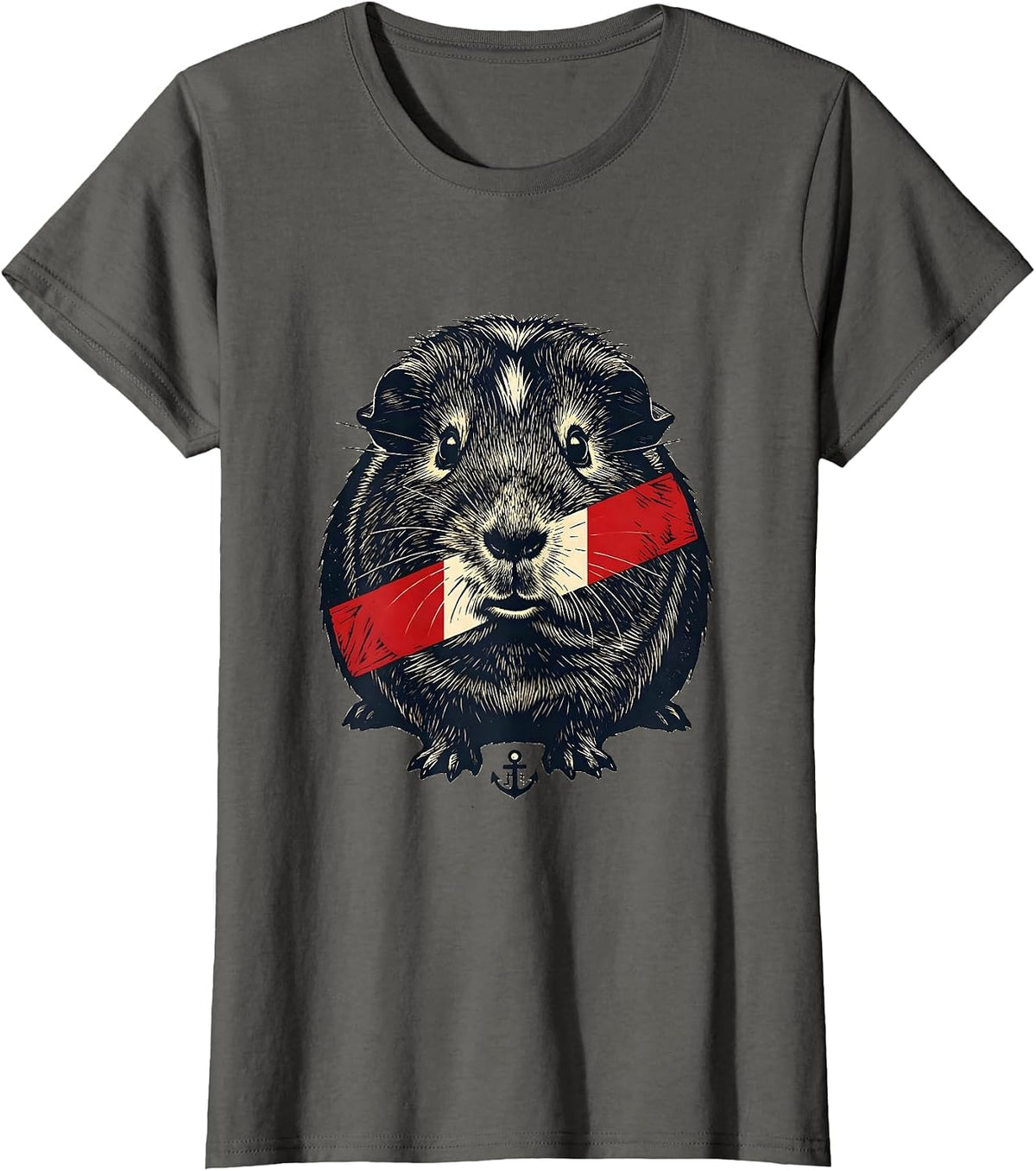 Women's Peruvian Guinea Pig Flag Pride Heritage Souvenir T-Shirt - Asphalt Grey