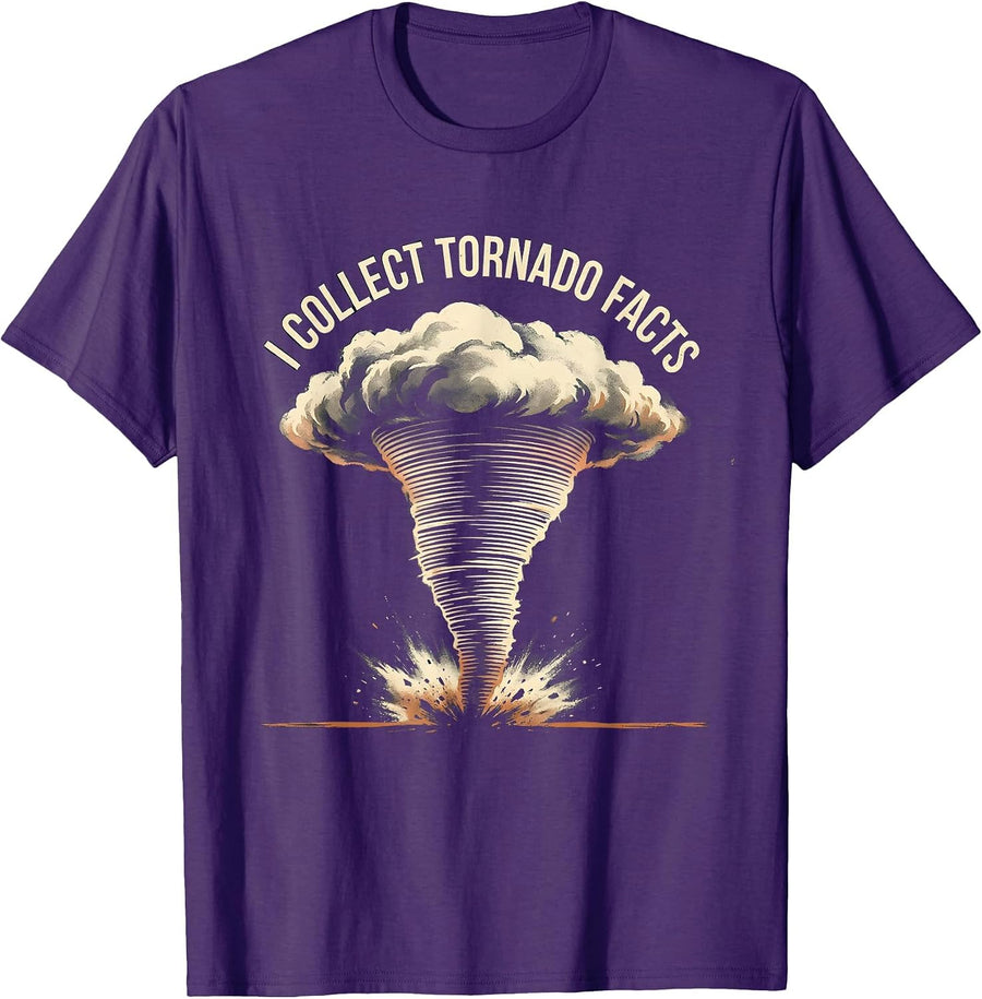 Men's I Collect Tornado Facts Vintage Storm Chaser Meteorology T-Shirt - Purple