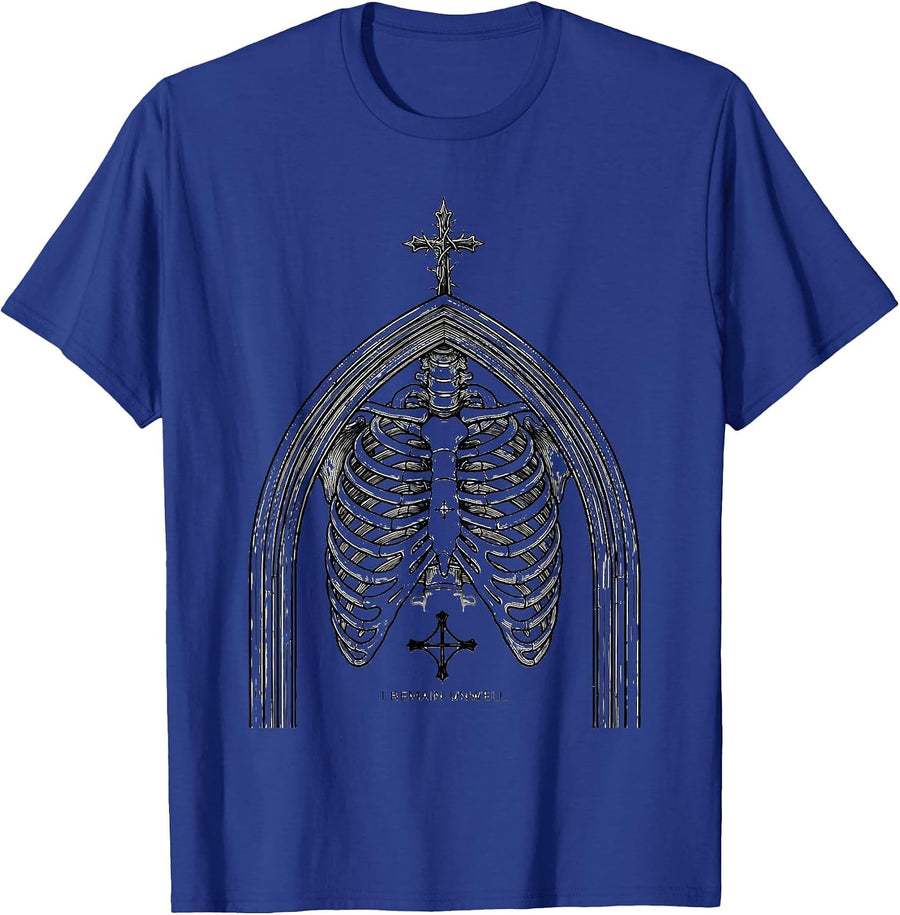 I Remain Unwell Line Art Goth Emo Alt Aesthetic Humor T-Shirt - Royal Blue