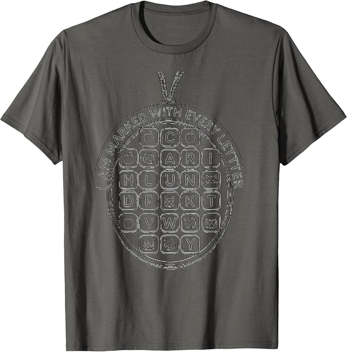 Men's I Am Marked With Every Letter Line Art Teacher Halloween T-Shirt - Asphalt Grey
