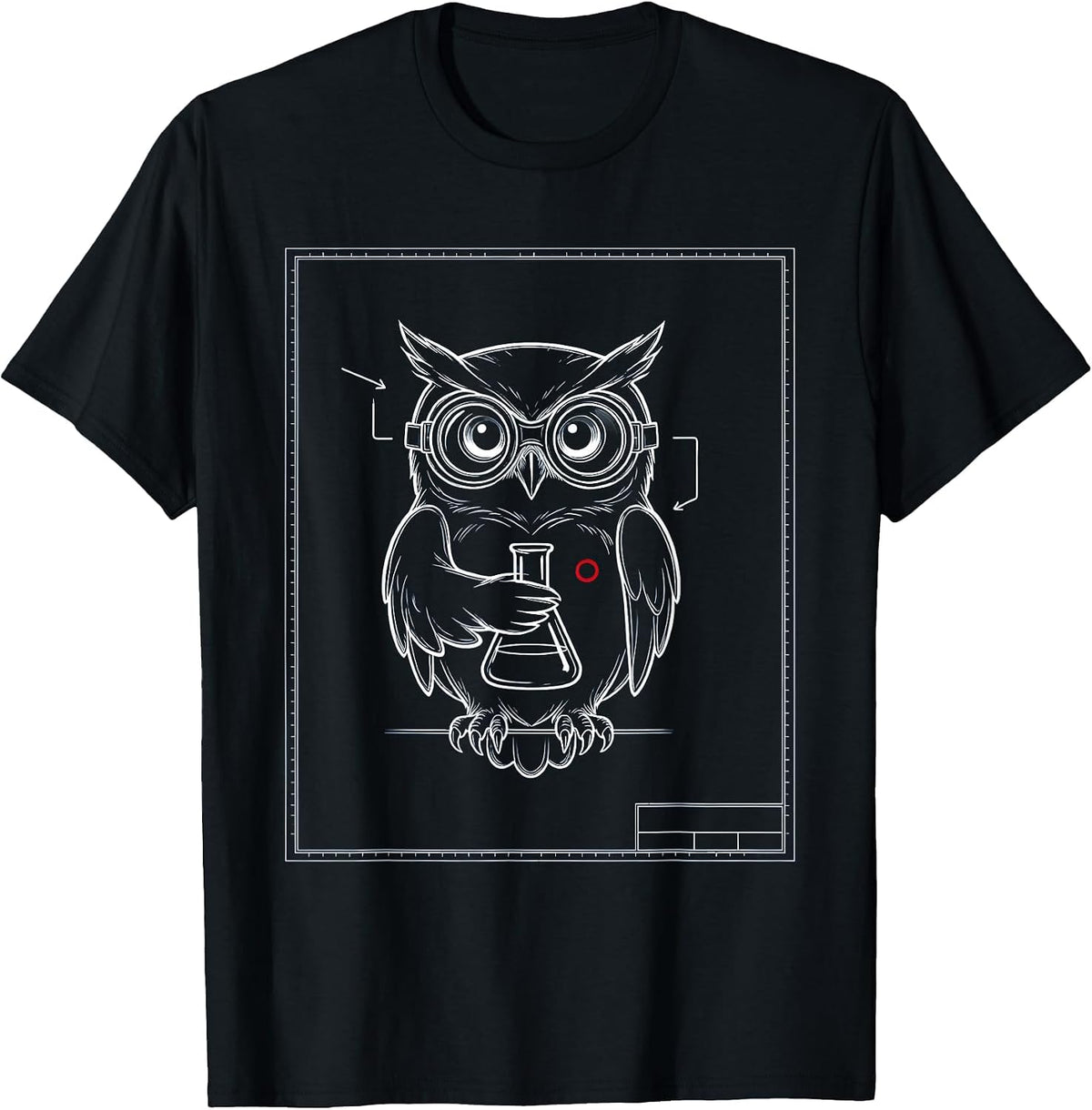Men's Science Owl Lab Goggles Flask Graphic Tee T-Shirt - Black