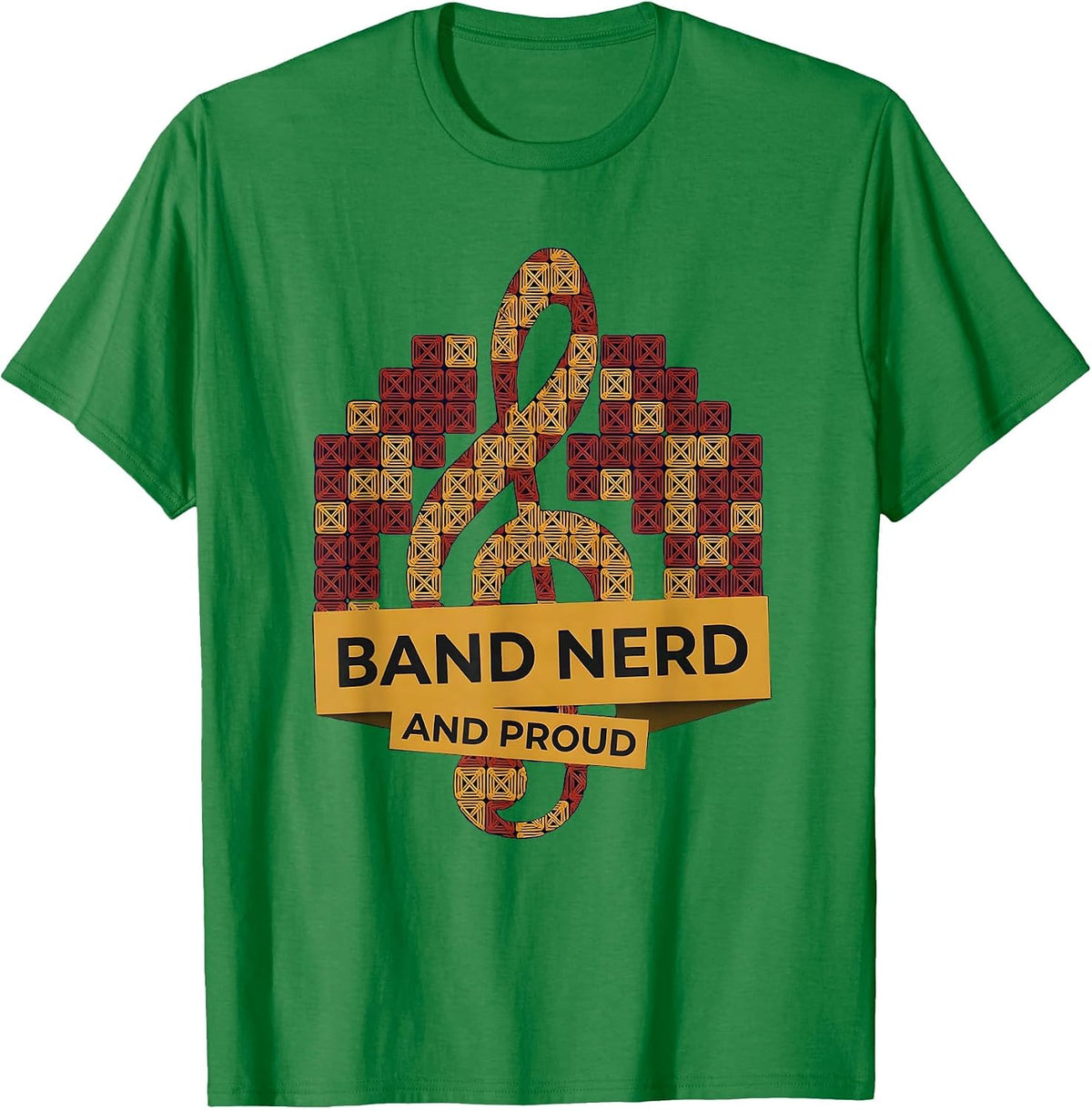 Men's Band Nerd and Proud Music Design T-Shirt - Kelly Green