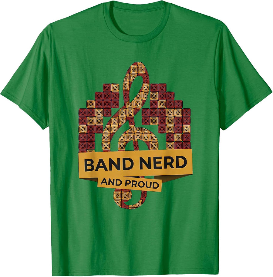 Men's Band Nerd and Proud Music Design T-Shirt - Kelly Green