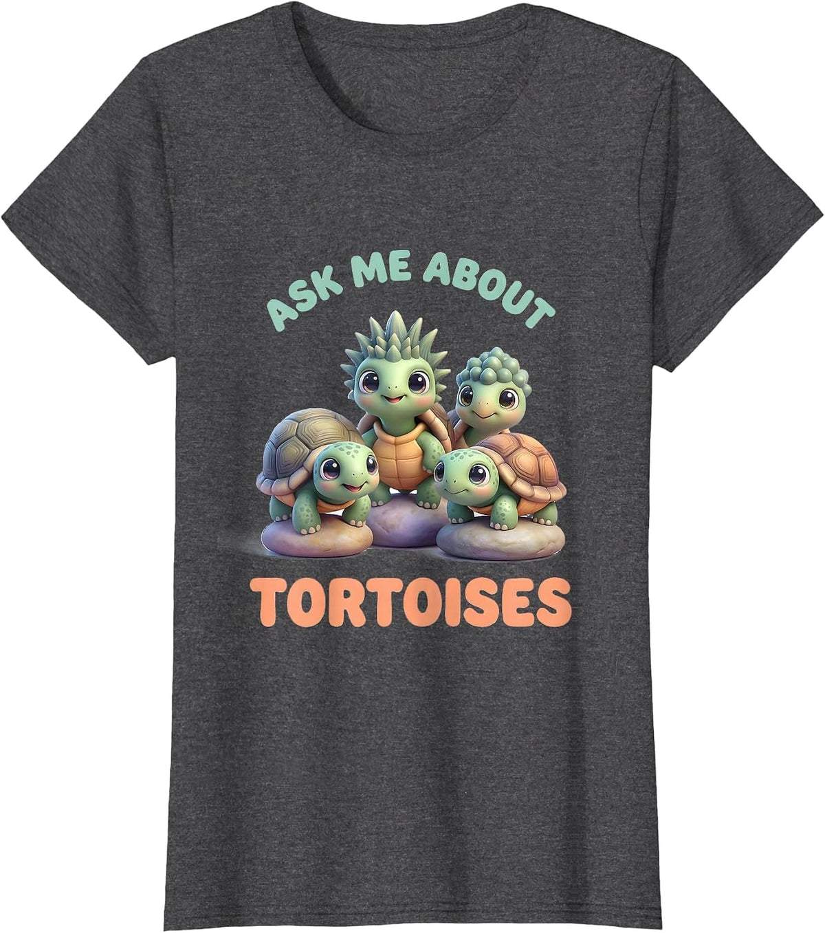 Women's Ask Me About Tortoises Cute Kawaii Reptile Lover Gift T-Shirt - Dark Heather Grey