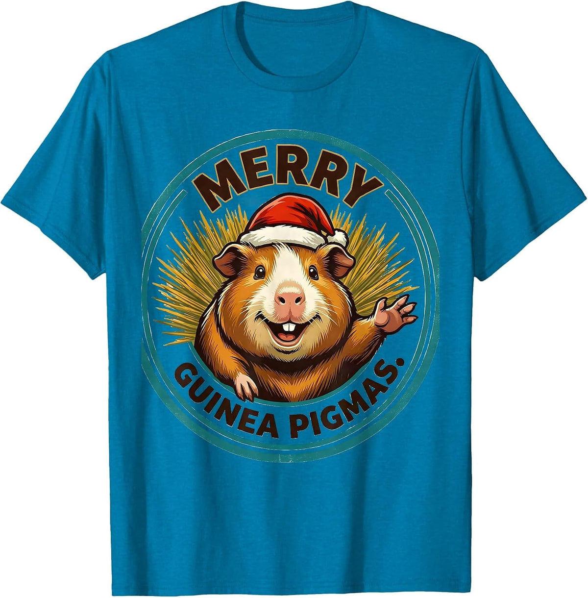 Merry Guinea Pigmas Retro Advertising Mascot Pet Lover T-Shirt - Sapphire Blue
