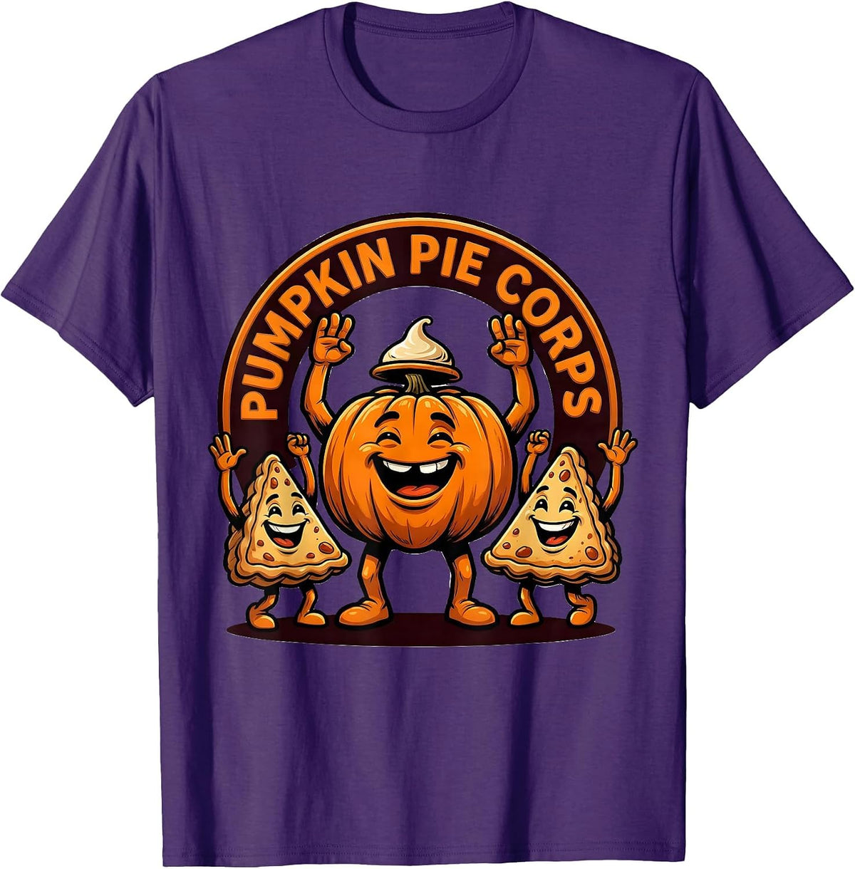 Men's Pumpkin Pie Corps Funny Thanksgiving Pie Lover Crew T-Shirt - Purple