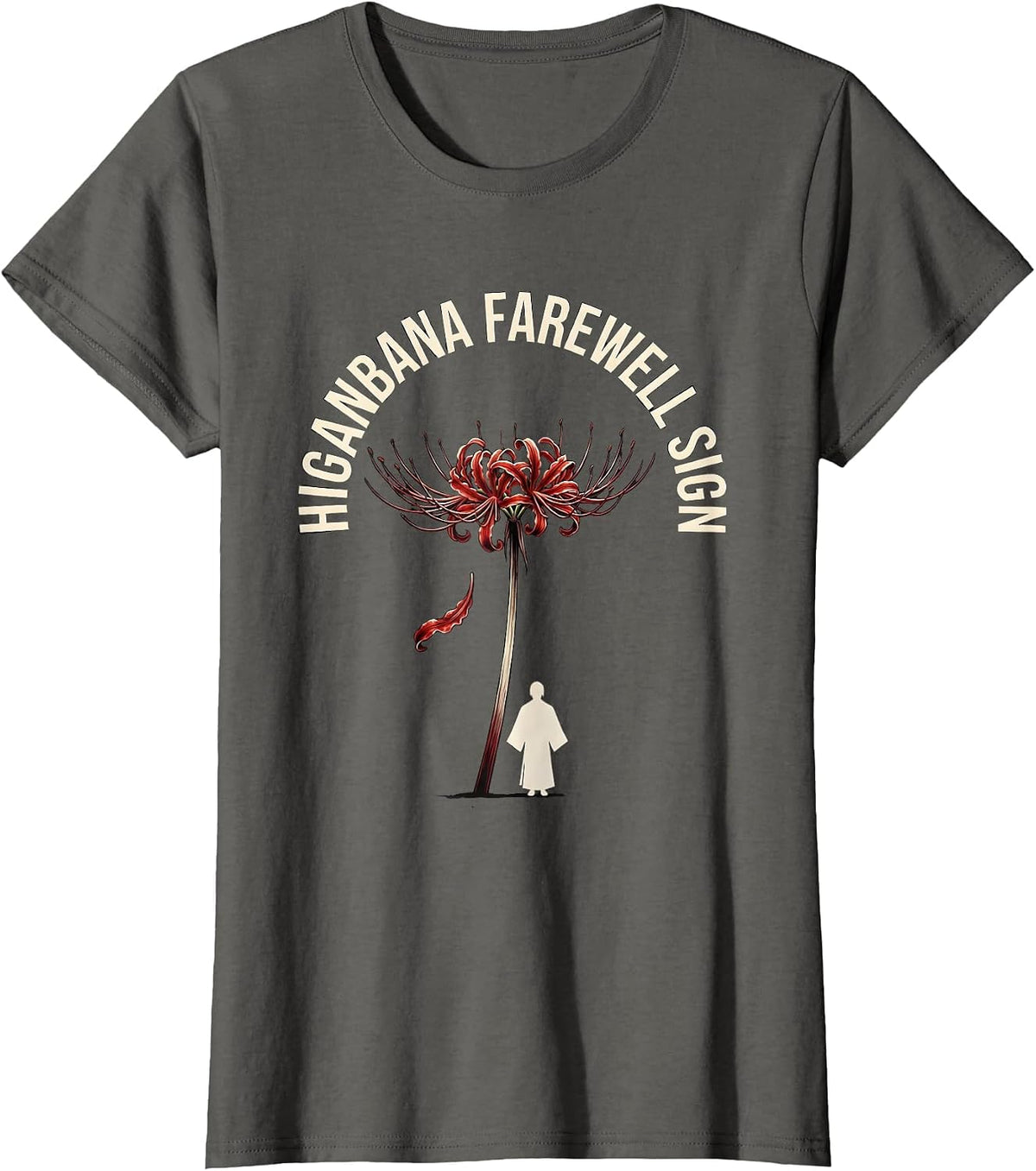 Women's Higanbana Farewell Sign Horror Anime Kawaii Goth Aesthetic T-Shirt - Asphalt Grey