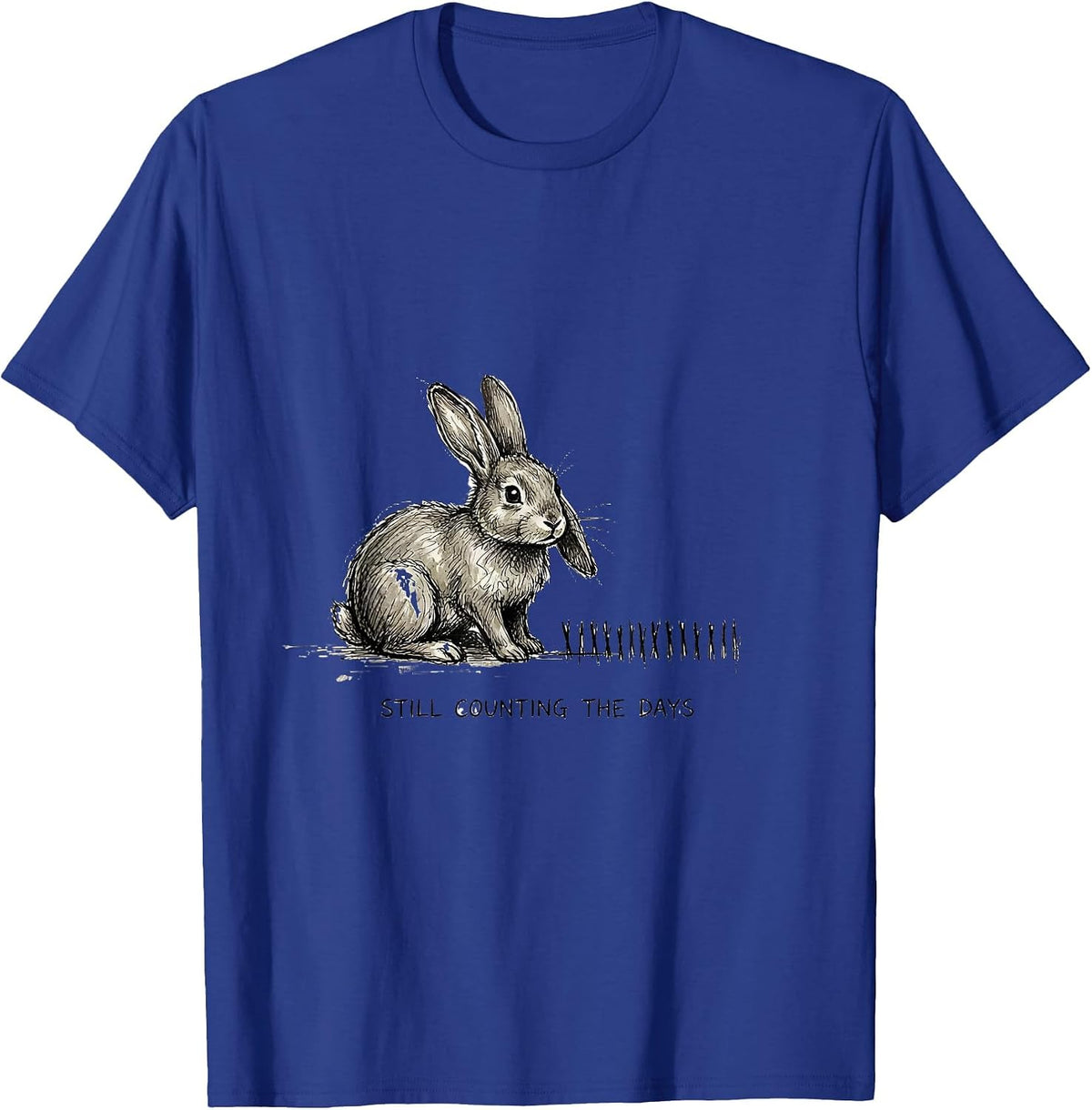 Still Counting The Days Creepy Cute Goth Bunny Horror T-Shirt - Royal Blue