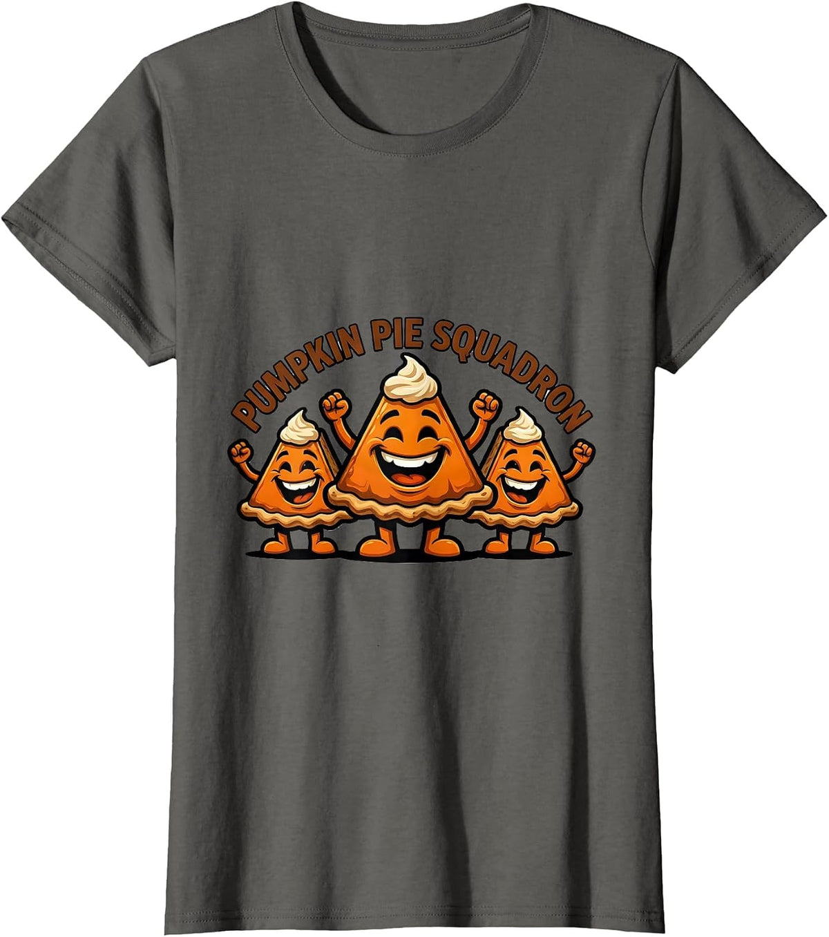 Women's Pumpkin Pie Squadron Funny Thanksgiving Pie Lover Squad T-Shirt - Asphalt Grey