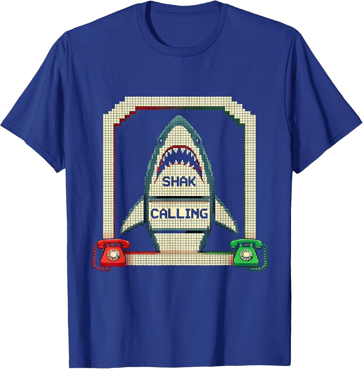 Men's Shak Calling Pixel Art Absurdist Internet Meme Humor T-Shirt - Royal Blue