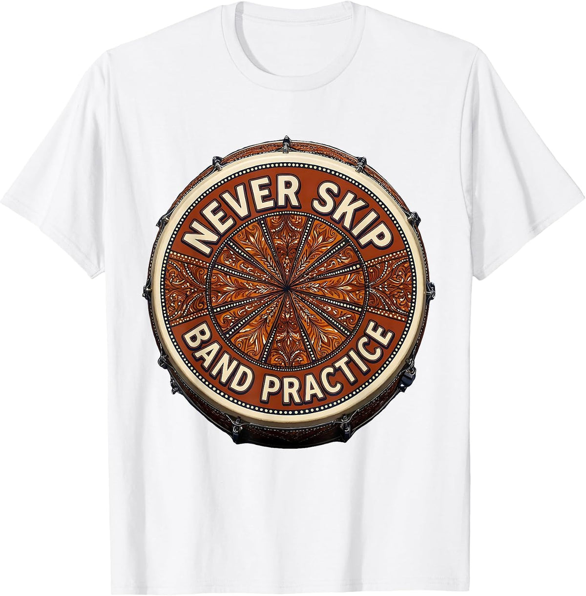 Men's Never Skip Band Practice Music Design T-Shirt - White