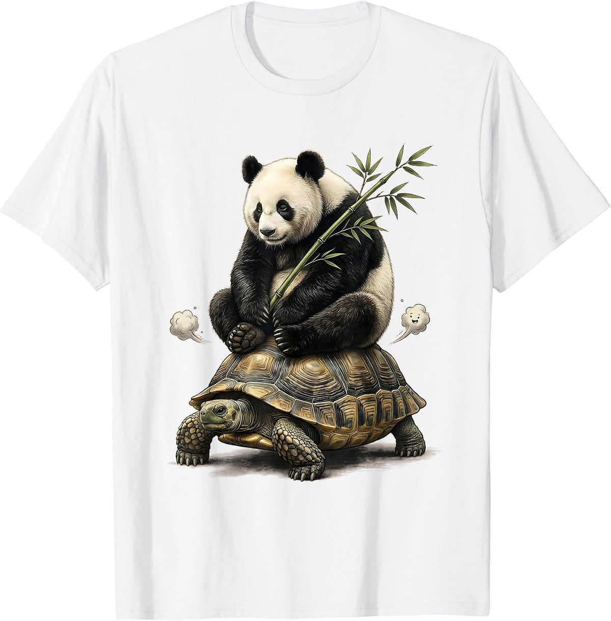 Men's Round Panda Illustration Cute Humor Gift for Kids T-Shirt - White
