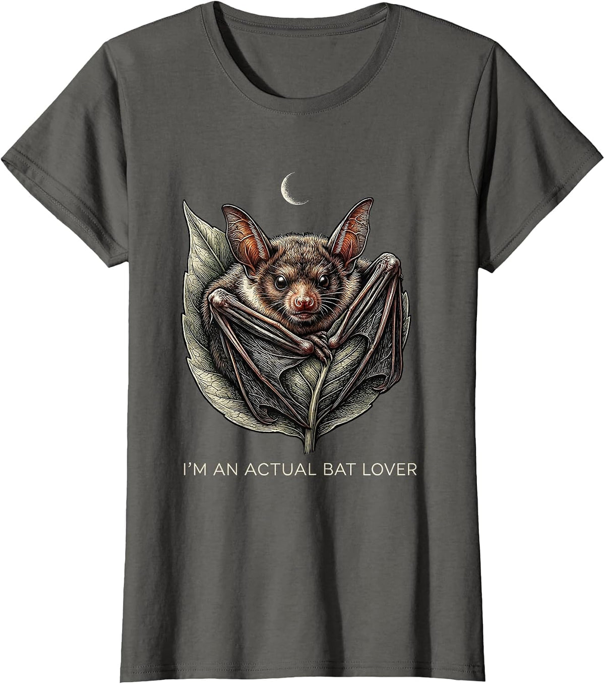 Women's I'm An Actual Bat Lover Vintage Bat Lover Halloween Humor T-Shirt - Asphalt Grey