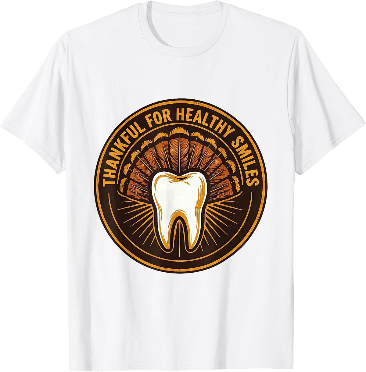 Men's Thankful For Healthy Smiles Funny Dental Staff Thanksgiving T-Shirt - White