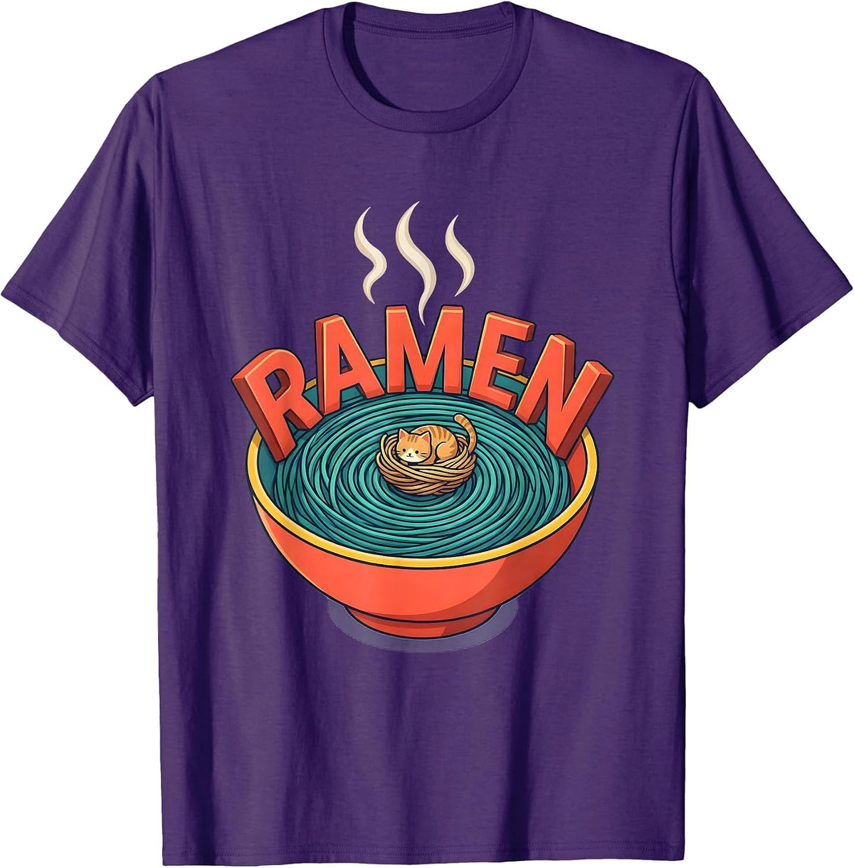 RAMEN Kawaii Cat Anime Funny Japanese Noodle Lover Gift T-Shirt - Purple