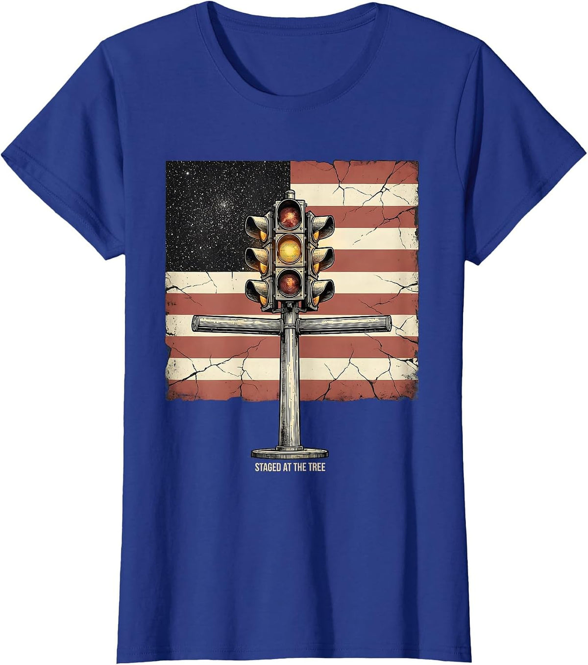 Women's Staged At The Tree Patriotic Drag Racing RC Car Hobbyist T-Shirt - Royal Blue