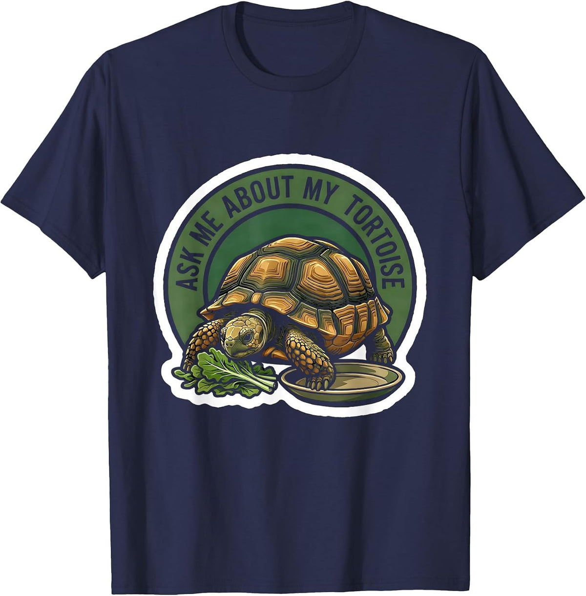 Men's Ask Me About My Tortoise Funny Tortoise Lover Pet Owner T-Shirt - Navy Blue