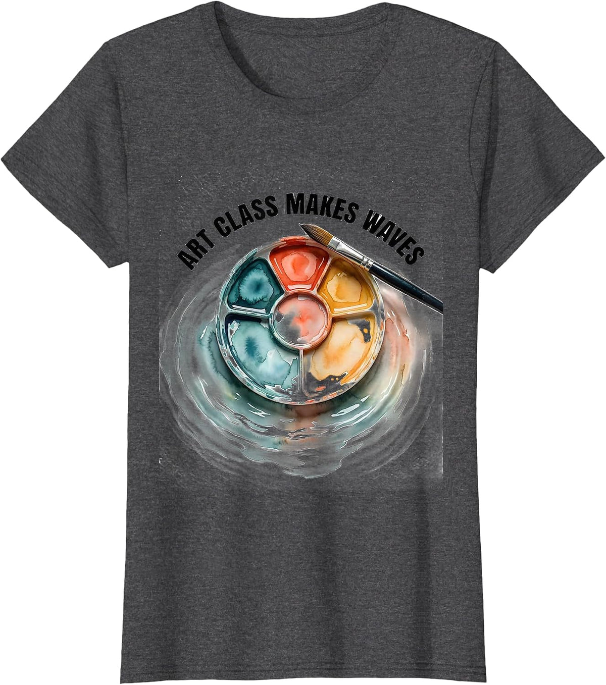 Women's Art Class Makes Waves Watercolor Funny Art Teacher Artist T-Shirt - Dark Heather Grey
