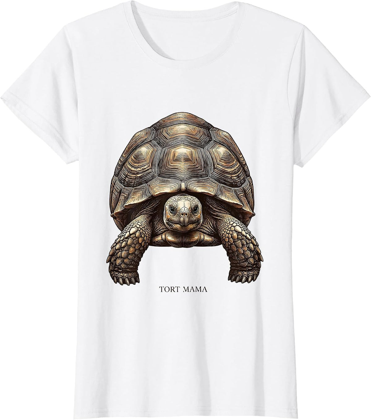 Tort Mama Crosshatch Etching Sulcata Tortoise Owner Pet T-Shirt - White