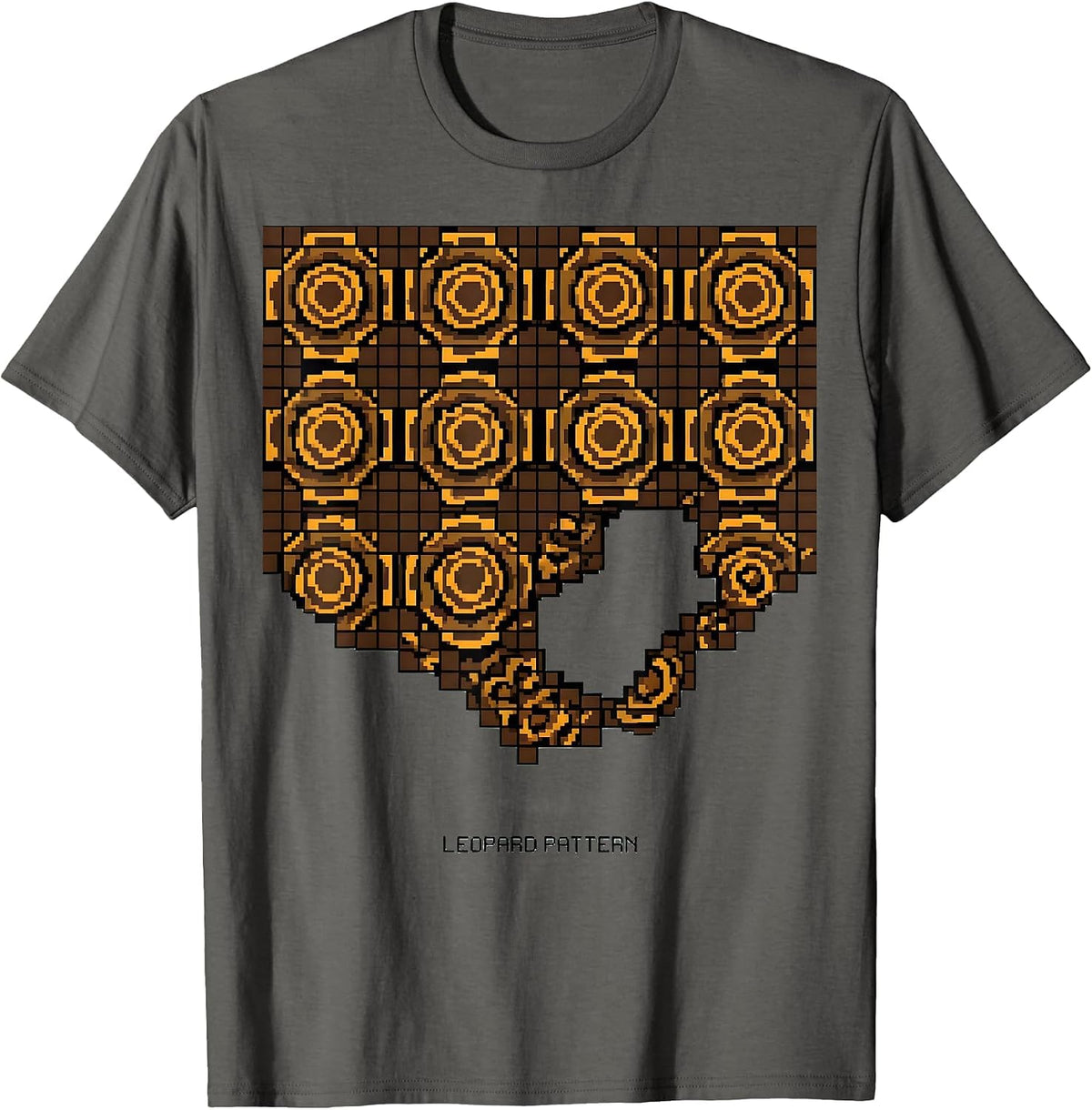 Leopard Pattern Pixel Art Cheetah Print Casual T-Shirt - Asphalt Grey