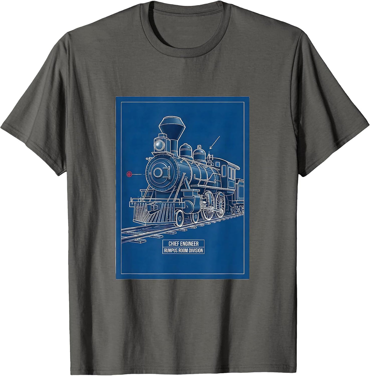 Men's Chief Engineer Rumpus Room Division Vintage Steam Train T-Shirt - Asphalt Grey