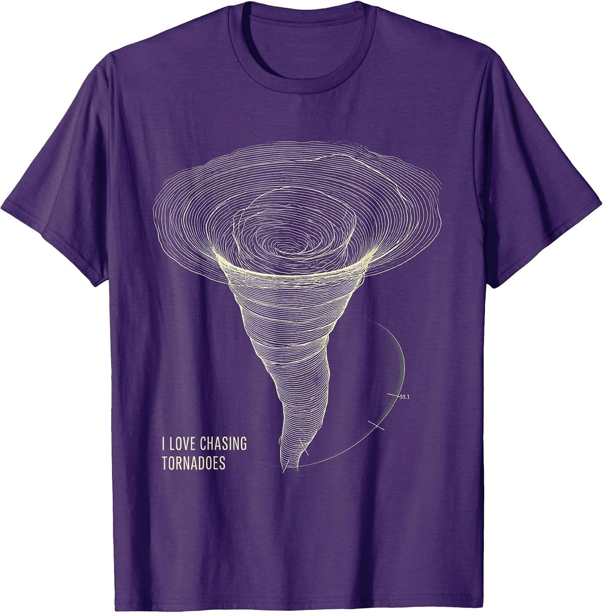 Men's I Love Chasing Tornadoes Topographic Contour Storm Chaser T-Shirt - Purple