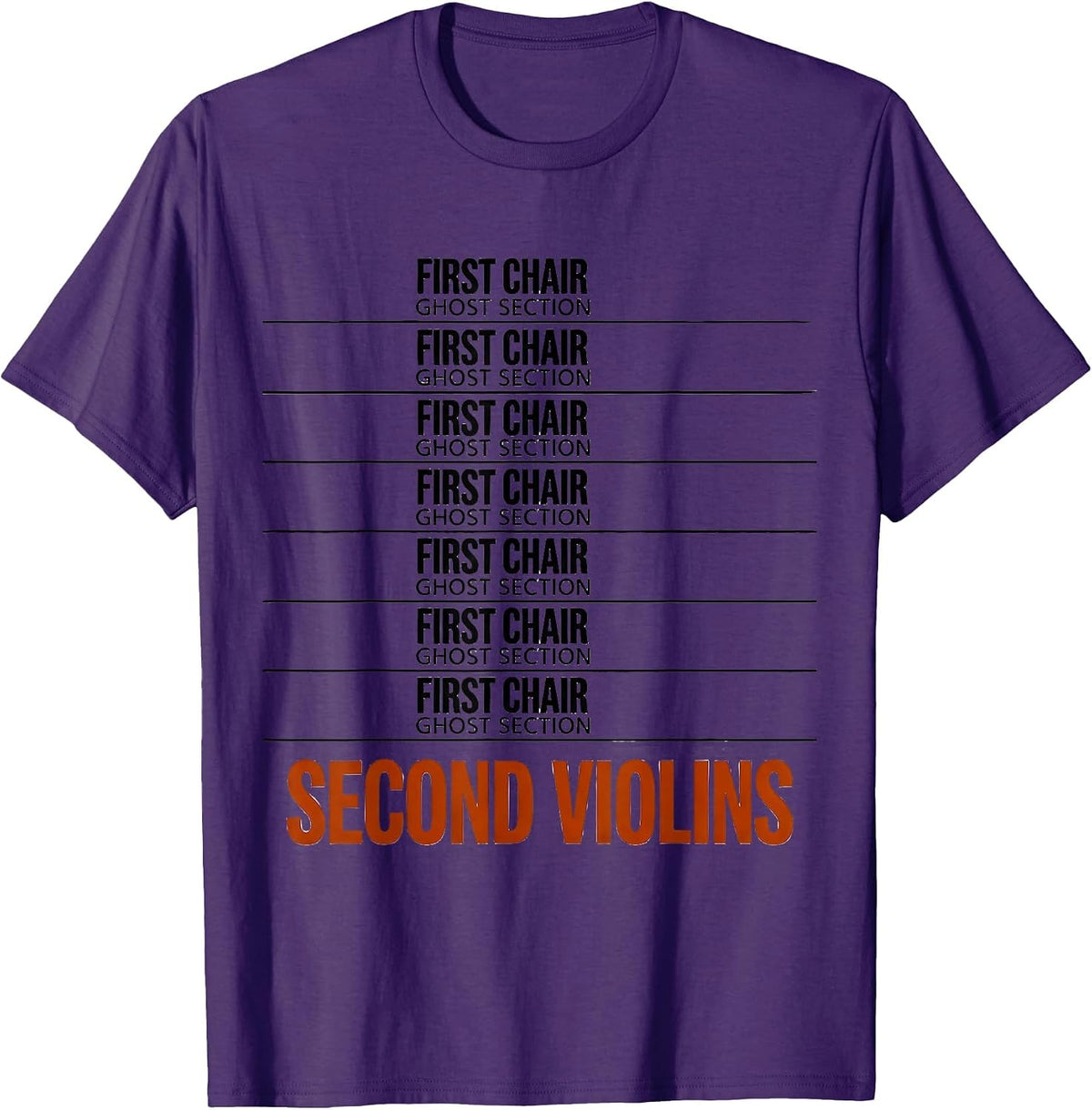 First Chair Ghost Section Second Violins Music Teacher T-Shirt - Purple
