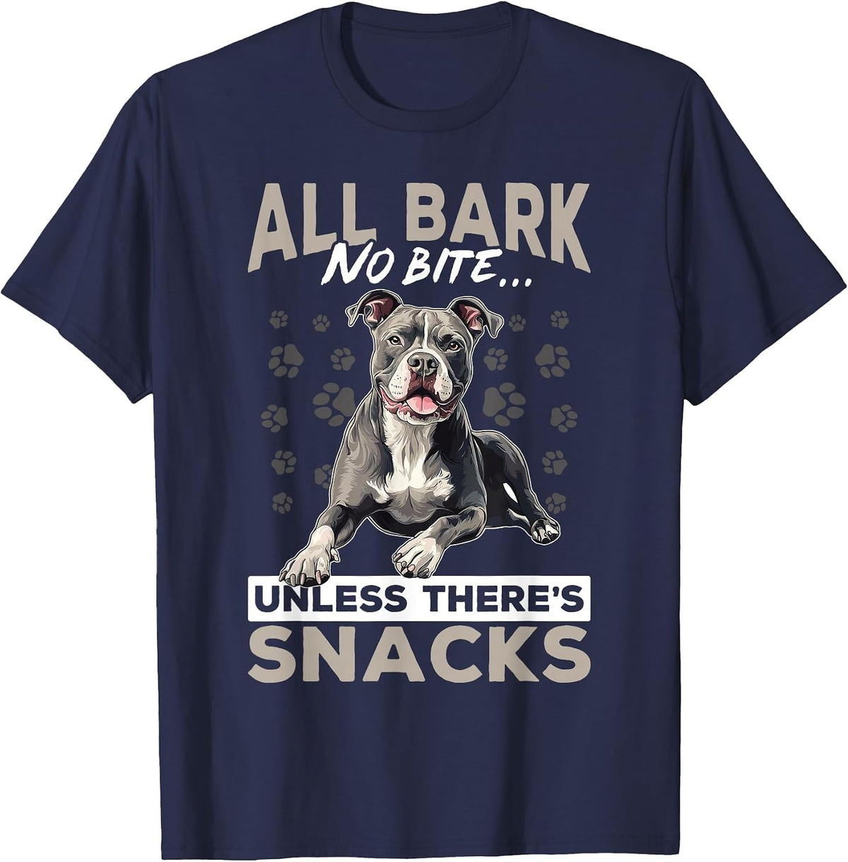 Pitbull Terrier Dog Breed All bark, no bite... Unless T-Shirt - Navy Blue