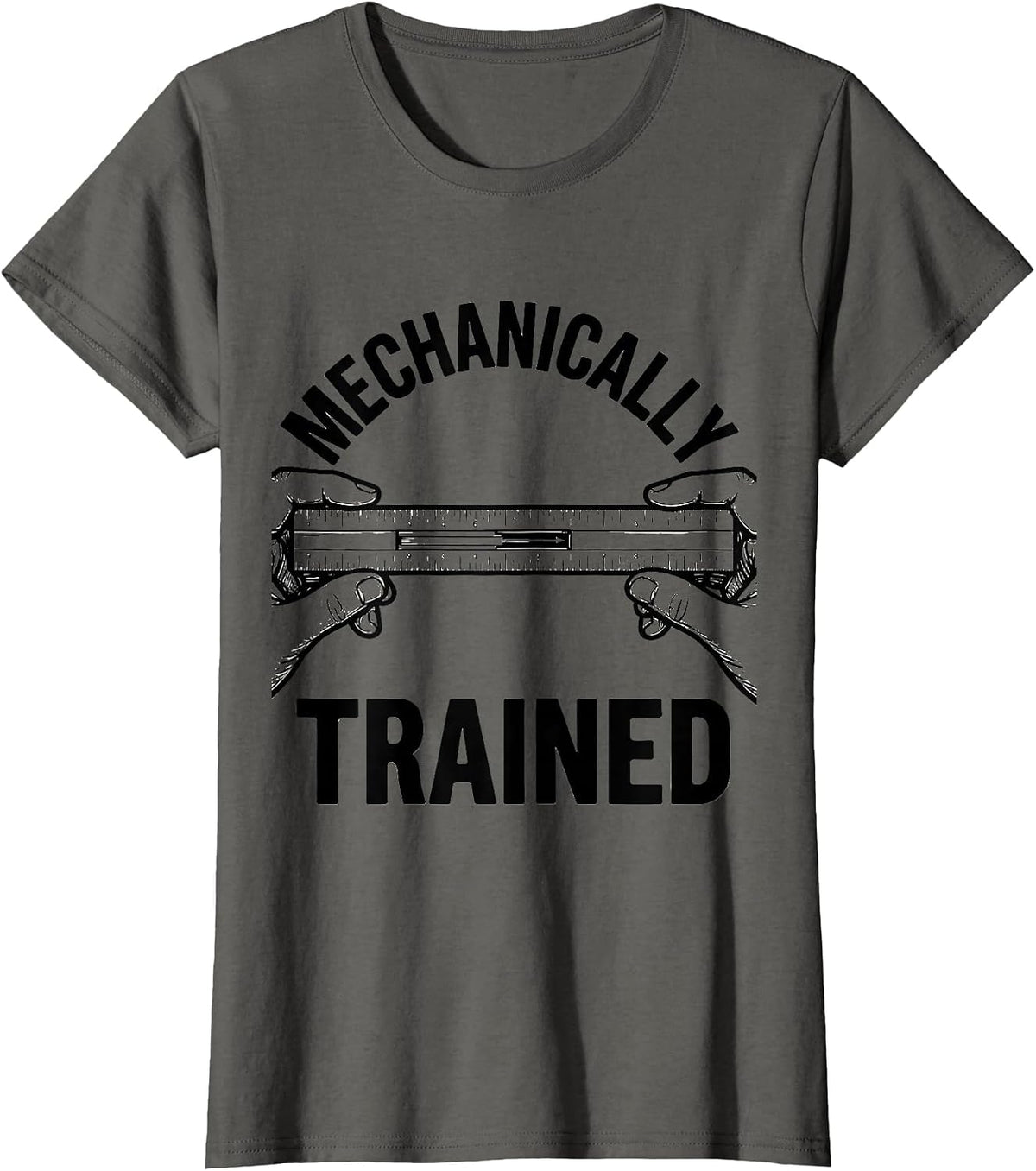 Women's Mechanically Trained Slide Rule Retro Math Engineer Humor T-Shirt - Asphalt Grey