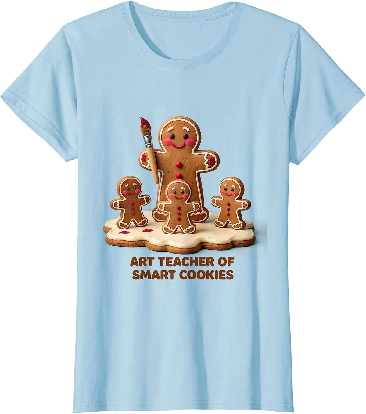 Women's Art Teacher Of Smart Cookies Cute Kawaii Christmas Teacher T-Shirt - Baby Blue