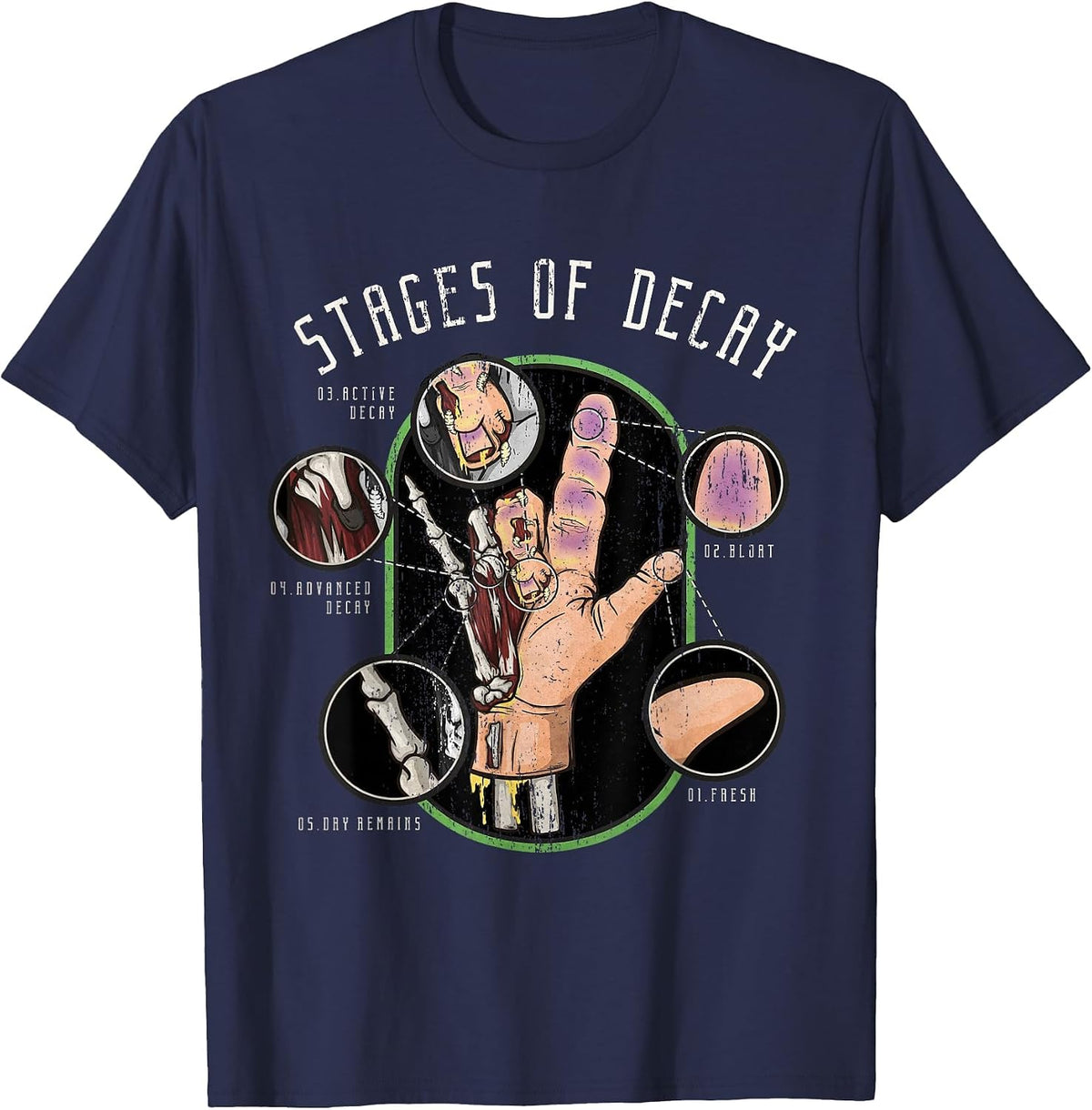 Funeral Director Decaying Hand - Forensics Pathology T-Shirt - Navy Blue