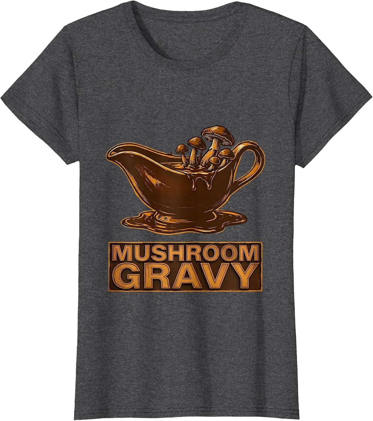 Women's Mushroom Gravy Bootleg 90's Rap Rock Vintage Funny T-Shirt - Dark Heather Grey