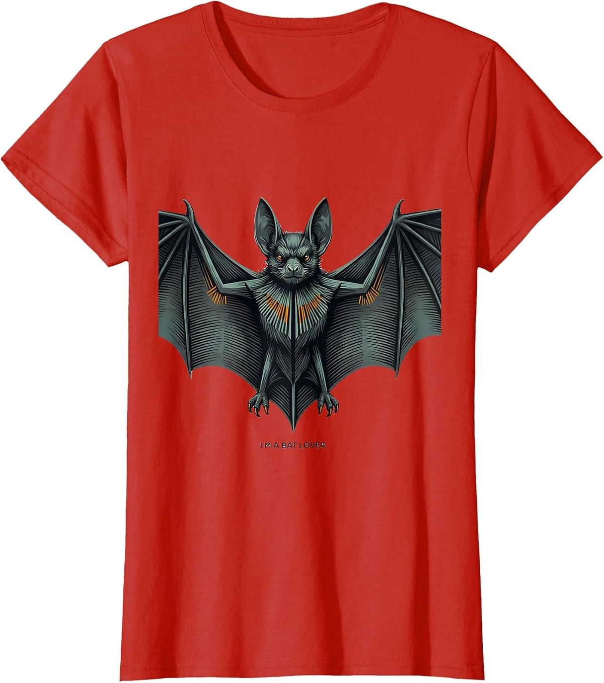 Women's I'm A Bat Lover Editorial Conceptual Bat Enthusiast Wildlife T-Shirt - Red