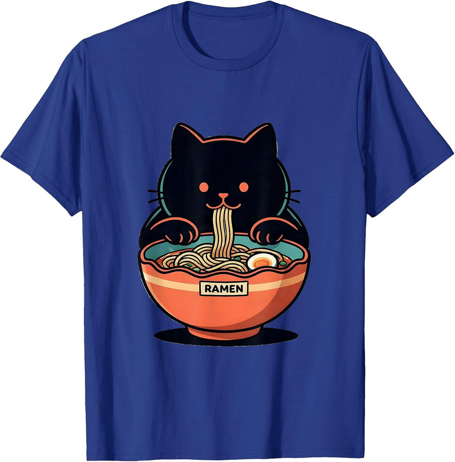 RAMEN Cartoon Kawaii Cat Anime Ramen Lover Gift T-Shirt - Royal Blue