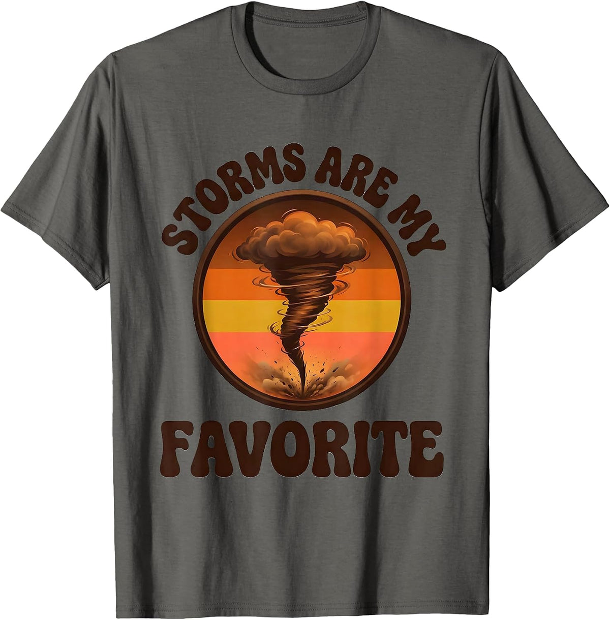 Storms Are My Favorite Retro 70s Tornado Chaser Meteorology T-Shirt - Asphalt Grey