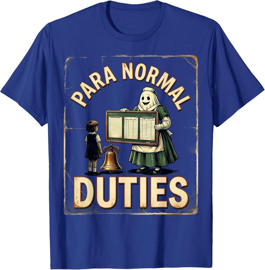 Para Normal Duties Vintage Ghost Paraprofessional Halloween T-Shirt - Royal Blue