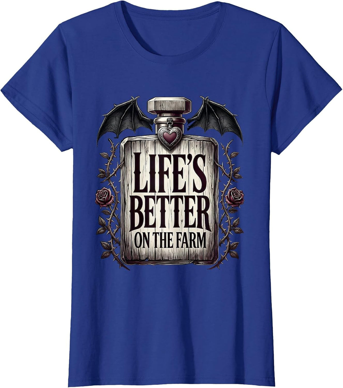Women's Life's Better On The Farm Country Living Design T-Shirt - Royal Blue