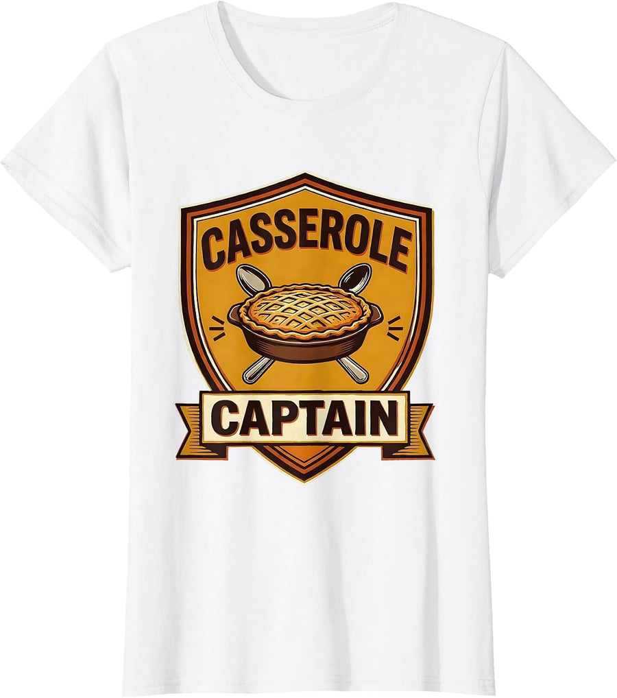 Women's Casserole Captain Funny Thanksgiving Family Humor Matching T-Shirt - White