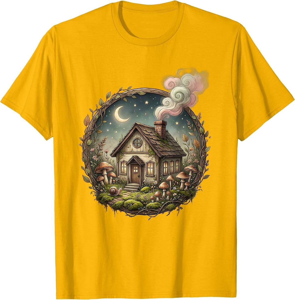 First Grade Teacher Schoolhouse Illustration T-Shirt - Golden Yellow