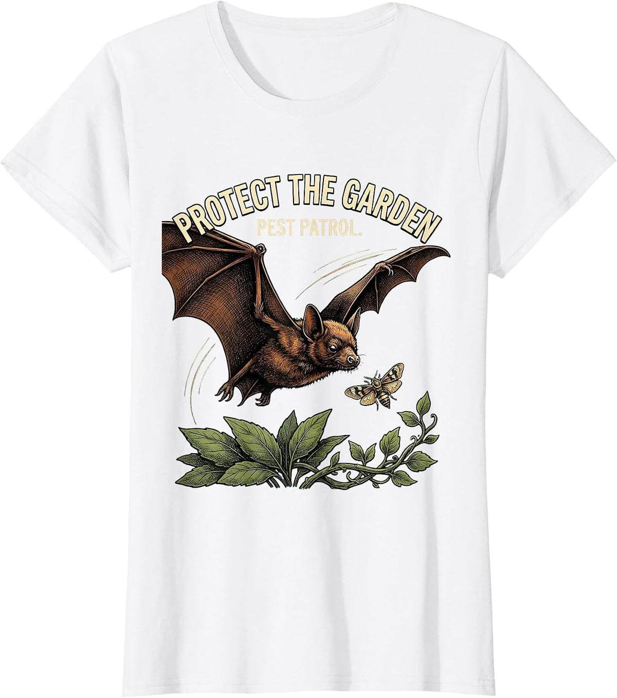 Women's Protect The Garden Pest Patrol Bat Lover Wildlife T-Shirt - White