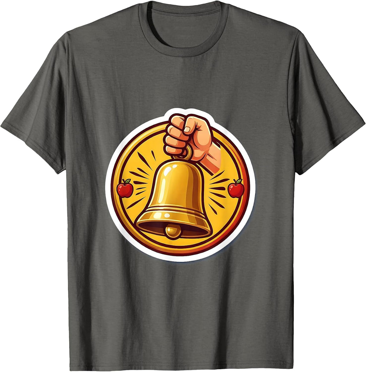 Third Grade Teacher Old School Bell Illustration T-Shirt - Asphalt Grey