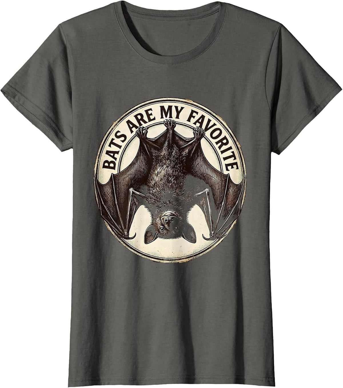 Women's Bats Are My Favorite Vintage Bat Lover Nature Wildlife Humor T-Shirt - Asphalt Grey