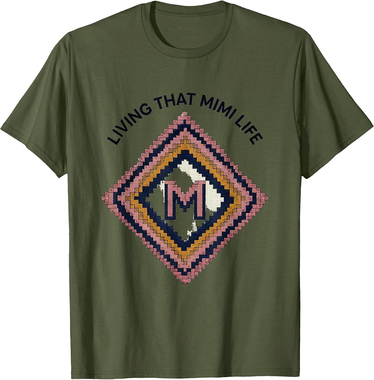 Men's Living That Mimi Life Grandma Design T-Shirt - Olive Green