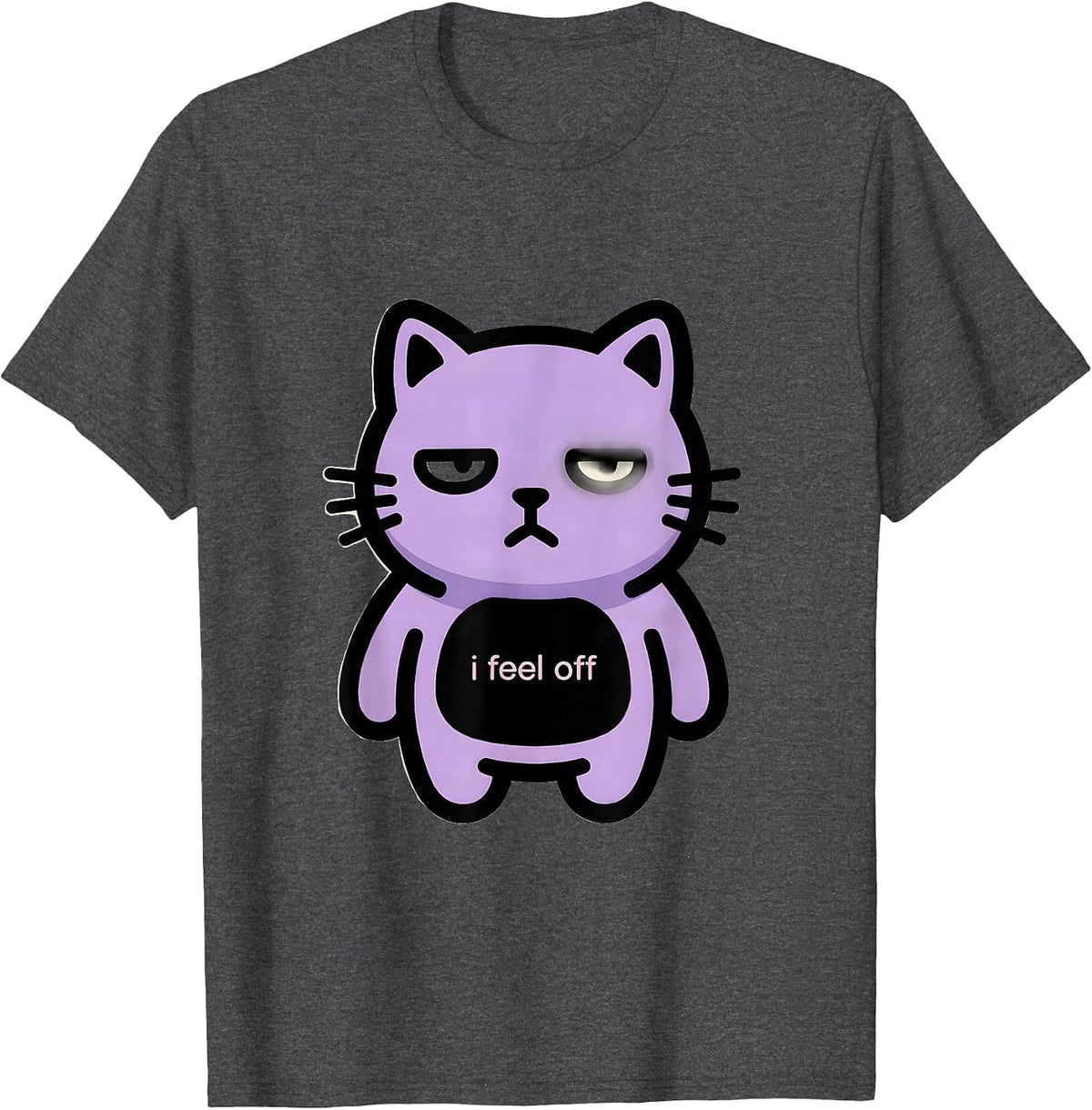 i Feel Off Cute Kawaii Lavender Cat Alt Goth Horror T-Shirt - Dark Heather Grey