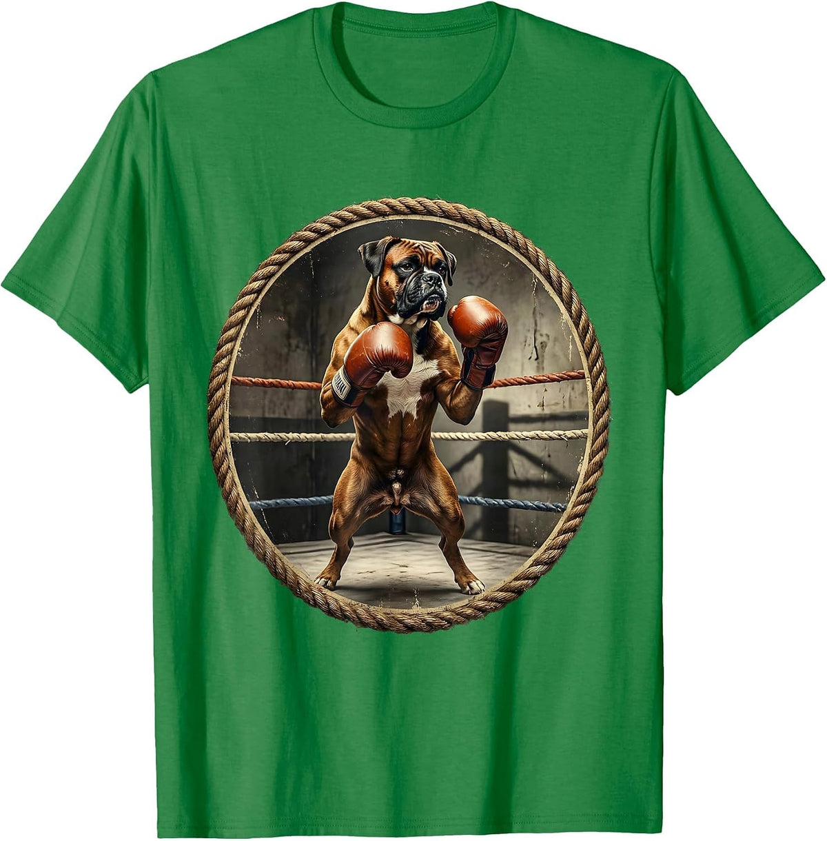 Men's Boxer Dog Shadow Boxing Gym Corner Graphic T-Shirt - Kelly Green